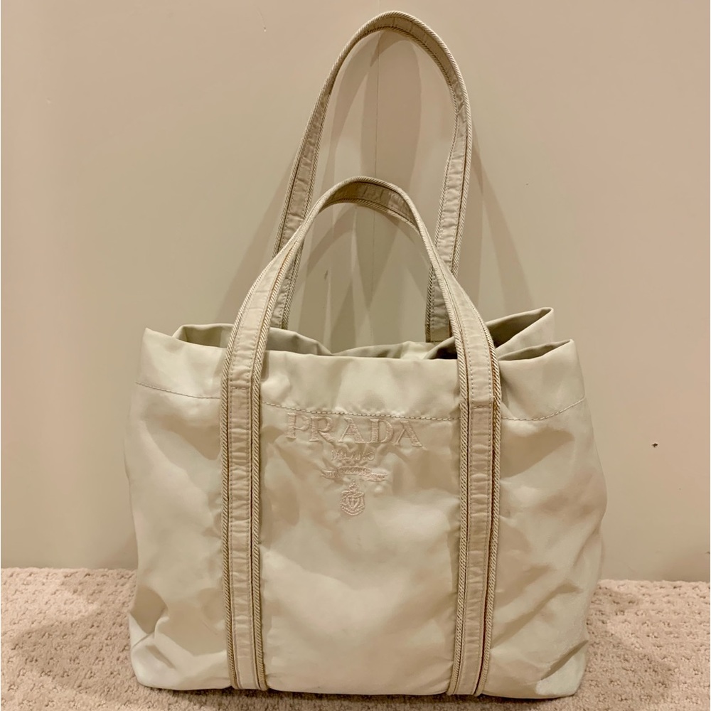 Prada Cream/Tan Nylon Tote